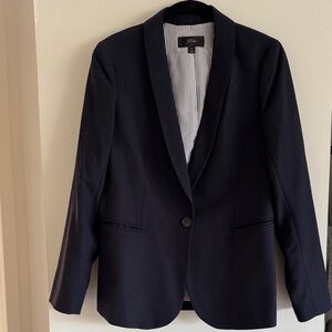 J.Crew Navy Parke Blazer with Striped Lining and Gray Flannel collar size 2